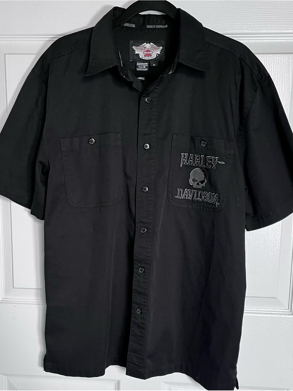Harley Davidson Willie G Skull Embroidered Button Up Shirt M
